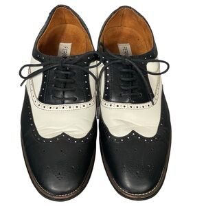 Ferro Aldo Mens Arthur Black White Spats Oxford Lace Up Dress Shoes Sz 8